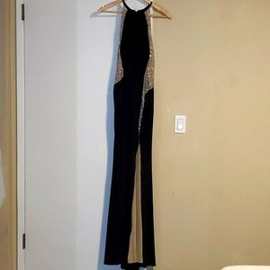 Xscape Black Beaded Illusion Gown